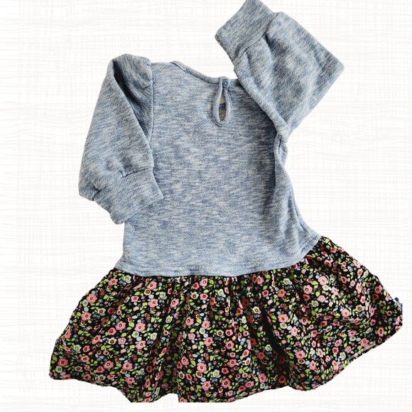 Goodlad Size 5 Girl's Fall/Winter drop waist floral Sweatshirt dress w Applique - Picture 2 of 6